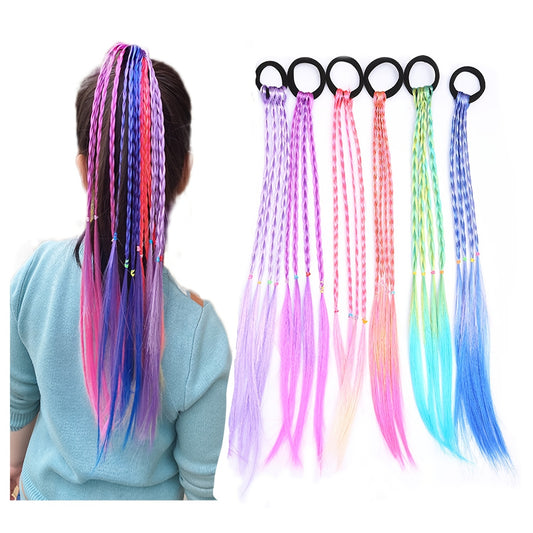Colorful Gradient Braided Wigs - 6pcs Hair Extensions for Girls - ZOOMNSTORE