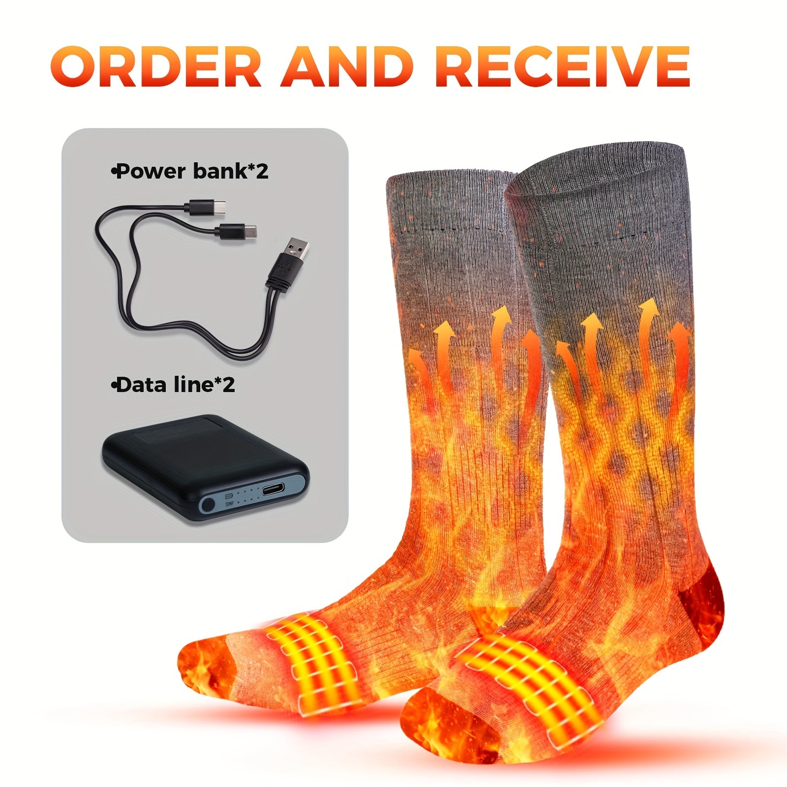 Electric Heating Socks for Men  Women - Rechargeable Winter Ski Socks with 5000mAh Power Banks Perfect for Outdoor Activities  Hand Washable - ZOOMNSTORE