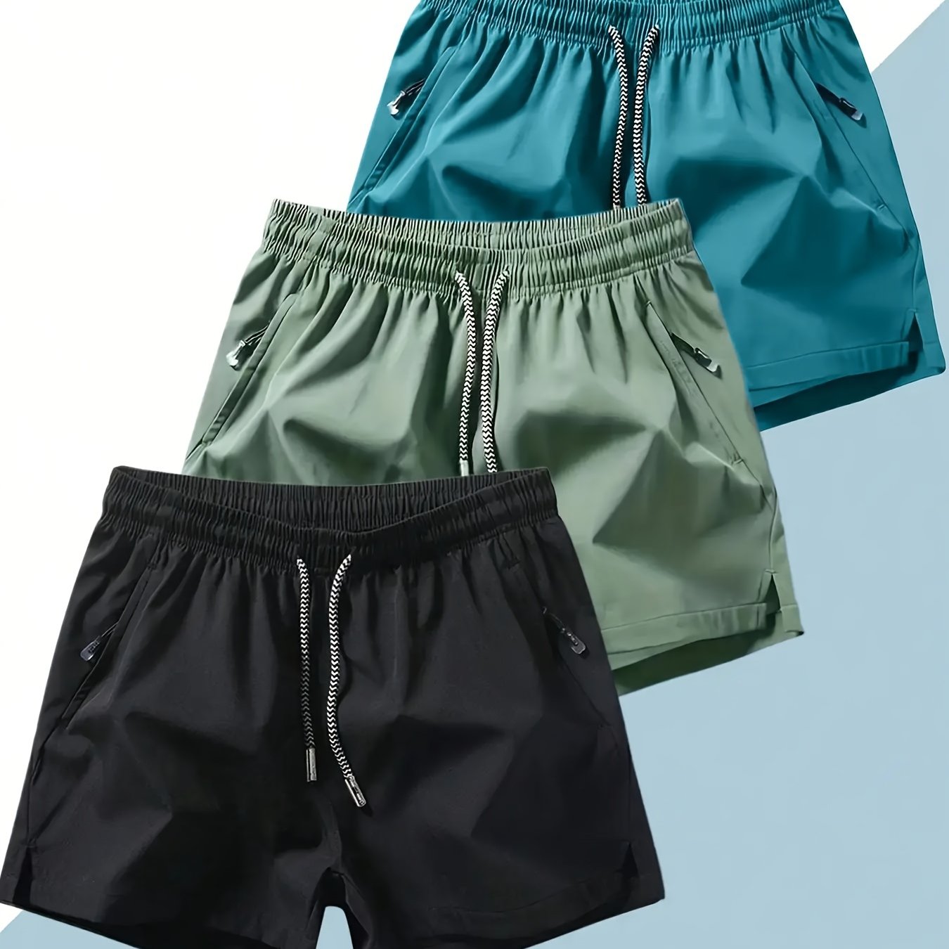 Mens Running Shorts with Slits - Fitness Training Pants with Drawstring  Zipper Pockets - ZOOMNSTORE