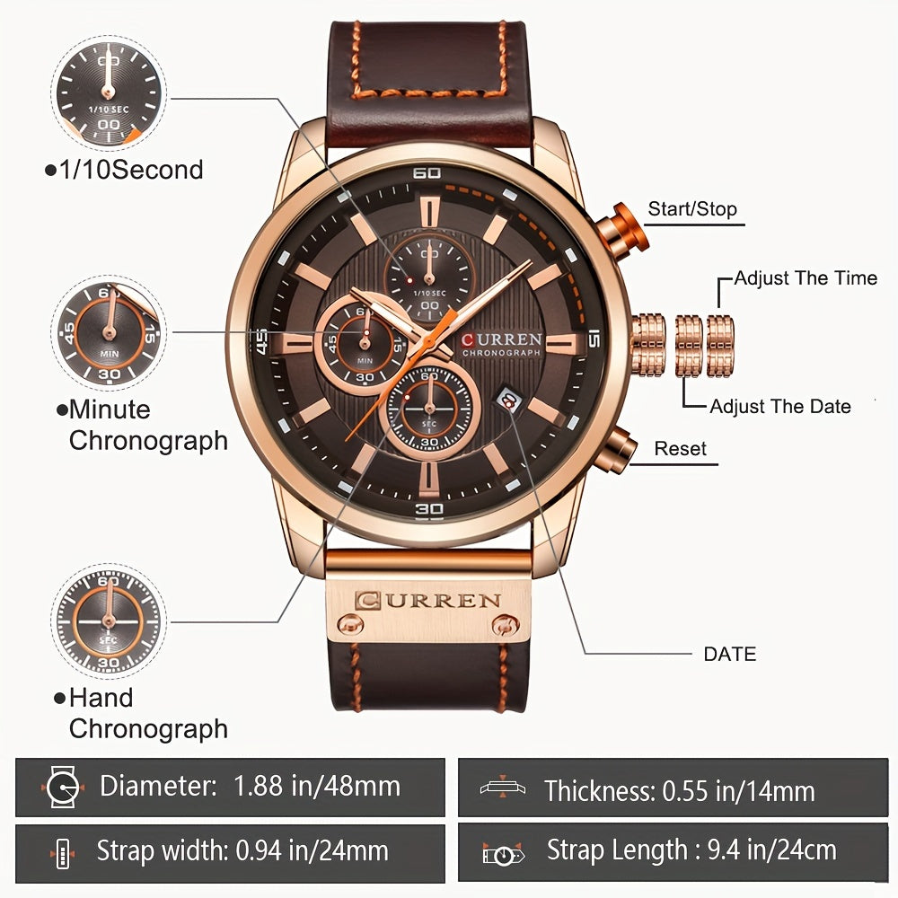 Mens Waterproof Chronograph Sports Watch with Date Function - ZOOMNSTORE