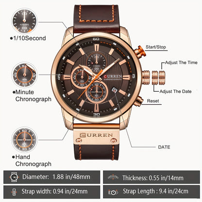 Mens Waterproof Chronograph Sports Watch with Date Function - ZOOMNSTORE