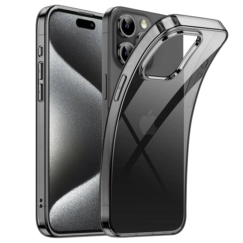 Transparent Black Silicone Case for iPhone 15 Pro Max - Ultra Thin Soft Cover for iPhone 14131211 Pro Max - ZOOMNSTORE