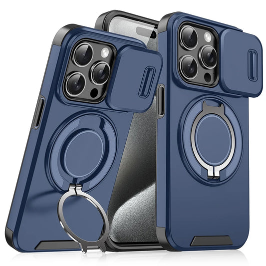 iPhone 16 Pro Max Case – Shockproof Phone Cover With Rotating Car Holder & Hidden Metal Ring - ZOOMNSTORE