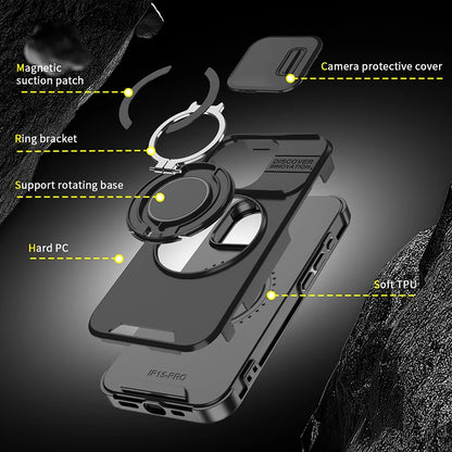 iPhone 16 Pro Max Case – Shockproof Phone Cover With Rotating Car Holder & Hidden Metal Ring - ZOOMNSTORE