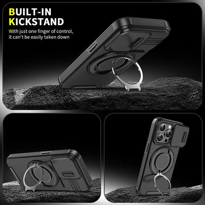 iPhone 16 Pro Max Case – Shockproof Phone Cover With Rotating Car Holder & Hidden Metal Ring - ZOOMNSTORE