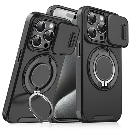 iPhone 16 Pro Max Case – Shockproof Phone Cover With Rotating Car Holder & Hidden Metal Ring - ZOOMNSTORE