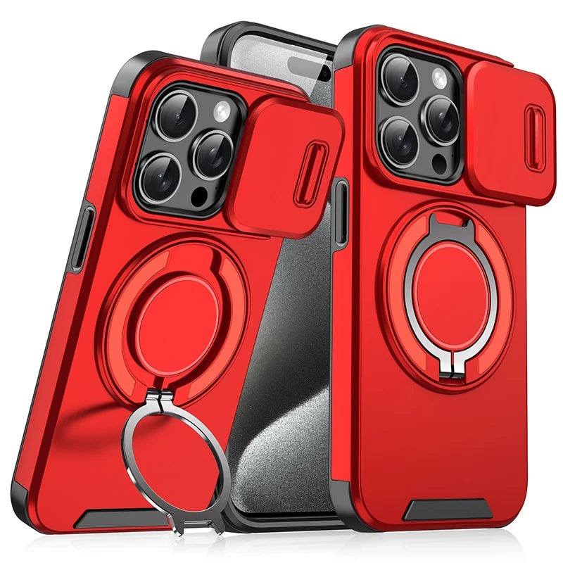 iPhone 16 Pro Max Case – Shockproof Phone Cover With Rotating Car Holder & Hidden Metal Ring - ZOOMNSTORE