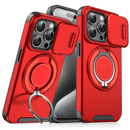iPhone 16 Pro Max Case – Shockproof Phone Cover With Rotating Car Holder & Hidden Metal Ring - ZOOMNSTORE