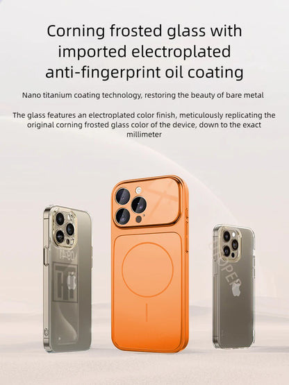 Luxury iPhone Case - Large Frame Glass Lens Protection for iPhone 14151617 Pro Max Magsafe Magnetic PC Hard Cover - ZOOMNSTORE