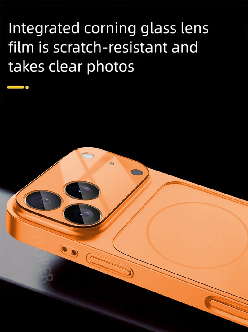 Luxury iPhone Case - Large Frame Glass Lens Protection for iPhone 14151617 Pro Max Magsafe Magnetic PC Hard Cover - ZOOMNSTORE