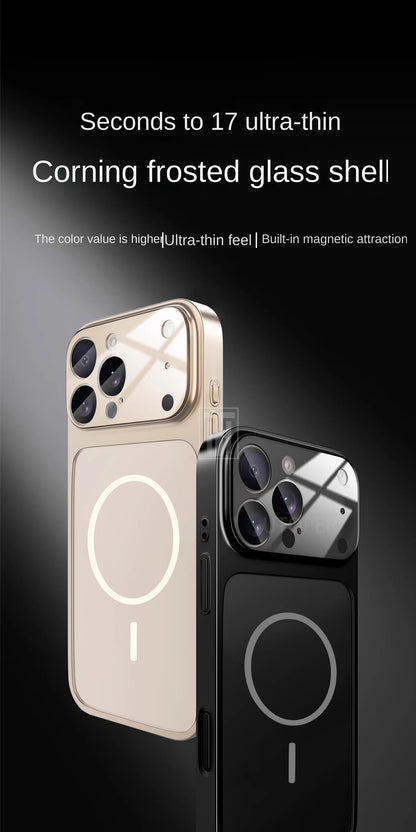 Luxury iPhone Case - Large Frame Glass Lens Protection for iPhone 14151617 Pro Max Magsafe Magnetic PC Hard Cover - ZOOMNSTORE