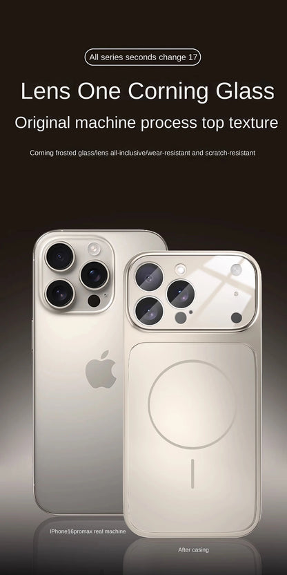 Luxury iPhone Case - Large Frame Glass Lens Protection for iPhone 14151617 Pro Max Magsafe Magnetic PC Hard Cover - ZOOMNSTORE