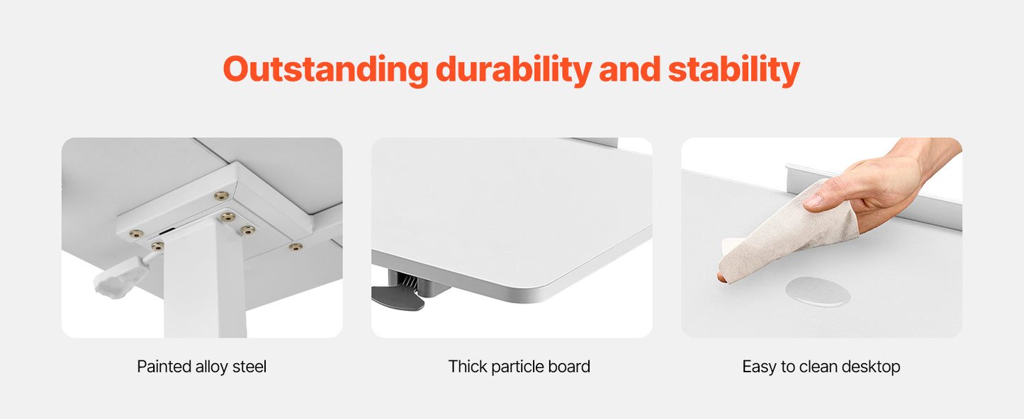 Adjustable Overbed Table – Mobile Bed Table with Swivel Caster Wheels & Tilt Angle