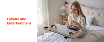 Adjustable Overbed Table – Mobile Bed Table with Swivel Caster Wheels & Tilt Angle