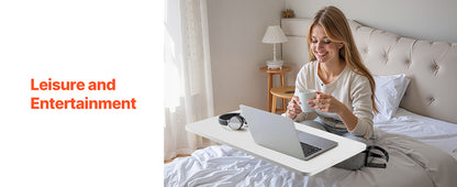 Adjustable Overbed Table – Mobile Bed Table with Swivel Caster Wheels & Tilt Angle