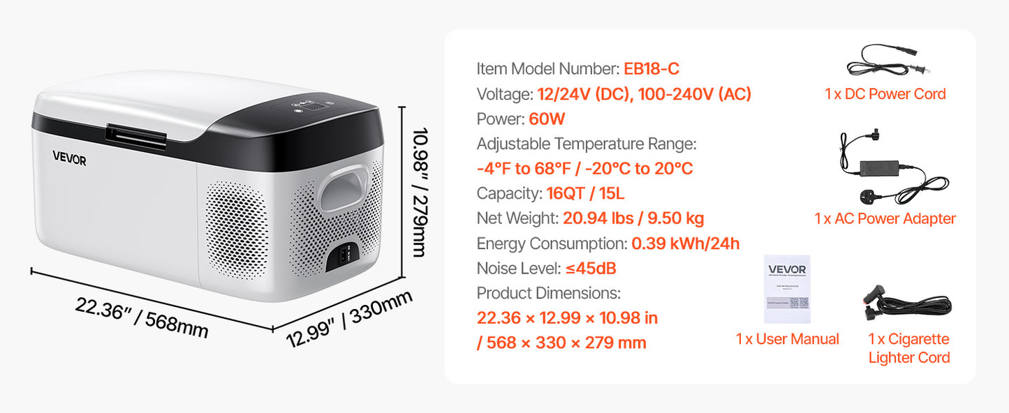SucceBuy 15L Small Fridge Portable Car Freezer 12V/24V Mini Refrigerator Compressor Cooler for RVs Traveling Camping Outdoor